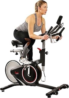 Sunny Health & Fitness Premium Indoor Cycling Exercise Bike, Fitness Cardio Spin Bike for Home Gym, Adjustable Seat, Optional Magnetic Belt Drive, Belt/Chain Drive