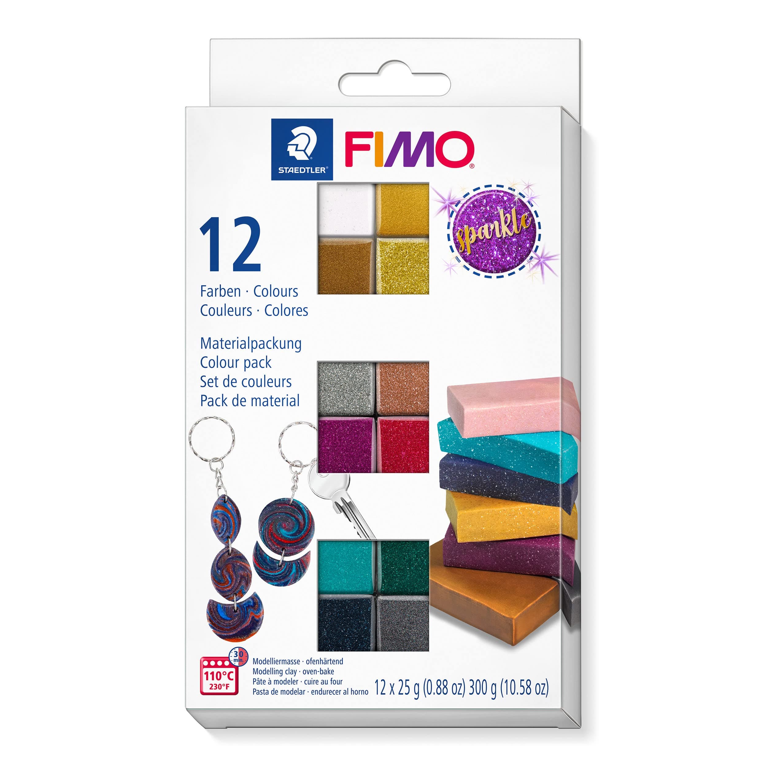 STAEDTLER 8013 C12-4ST FIMO Effect Modelling Clay, Assorted, Standard