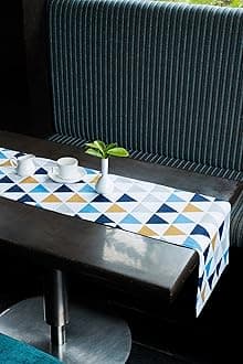 HOMEMONDE 4 Seater Cotton Table Runner 13 x 60 Inches with Triangle Pattern, Multicolor - 33 x 152 CM