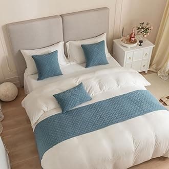 Bed Runner King Size,Haze blue Bed Runner For of Luxury Hotel Grade 210X45cm for 1.5m Bed