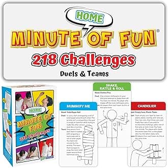 Funwares Minute of Fun - Home Edition - 218 New Challenges - Transform Everyday Household Items Into The Ultimate Indoor Minute to Win It & Family Game Expansion Pack, 2-12 Players