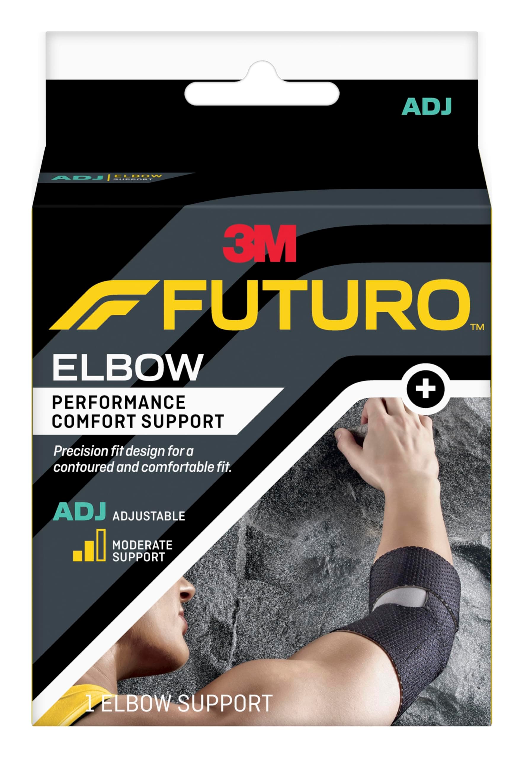 FUTURO Performance Comfort Elbow Support, Moderate Support Design Offers Customizable Levels of Compression and Support, Adjustable