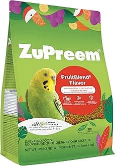 FruitBlend Bird Food, Bird Feed Pellets for Parakeets, Budgies, Parrotlets & Doves, ZuPreem Core Nutrition with Natural Fruit, Parakeet Food, Budgie Feed, Made in USA, (Small, 10 lb Bag)