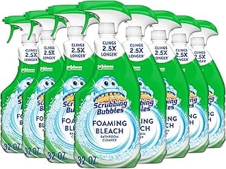 Scrubbing Bubbles Foaming Bleach Bathroom and Shower Cleaner Disinfectant Spray, Helps Erase Mold & Mildew, 32oz (Pack of 8)