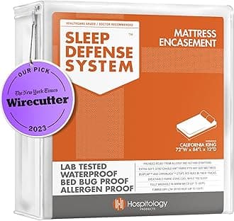 Mattress Encasement - Zippered Bed Bug Dust Mite Proof Hypoallergenic - Sleep Defense System - California King - Waterproof - Stretchable - Standard 12" Depth - 72" W x 84" L
