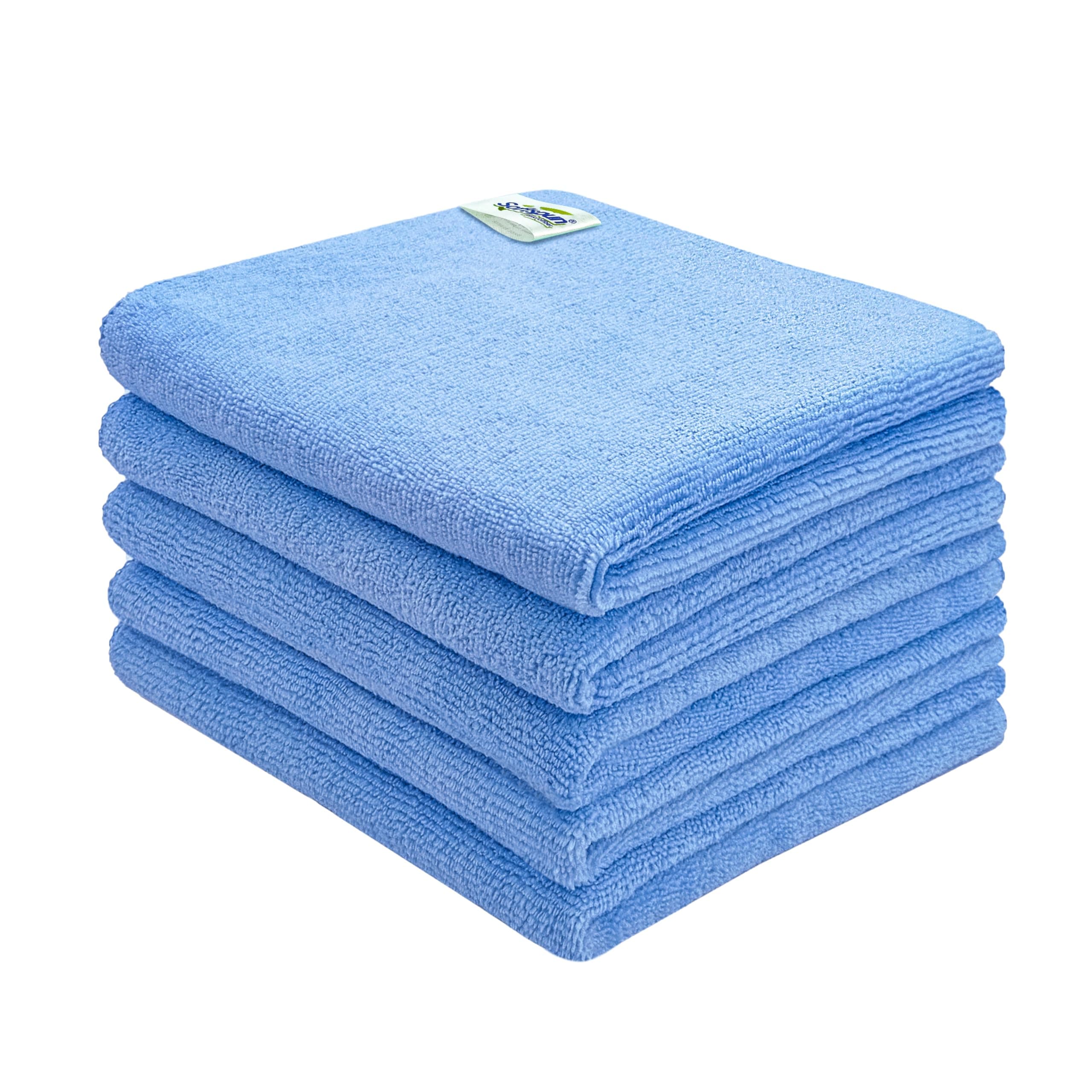 Microfiber Cloth, 5 pcs 40x40 cms 340 GSM Sky Blue Thick Lint & StreakFree Multipurpose Cloths Automotive Microfibre Towels for Car Bike Cleaning Polishing Washing & Detailing.