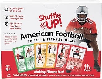 Shuffle Up American Football Card Game – Kids Outdoor Garden Games with 70+ Fun & Active Fitness Workout Cards, American Football Gifts for Boys & Girls, Fun Family Games
