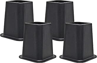 Kings Brand Furniture 6-inch Bed Risers - Set of 4 Black Heavy Duty Stackable Furniture Risers for Under Bed Storage, Desk, Sofa, Couch