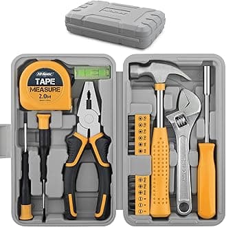 Hi-Spec Tool Kit Yellow 20pc. Small Tool Kit for Home DIY & Office Repairs. Compact and Lightweight Essential Tools in a Portable Book-Sized case.