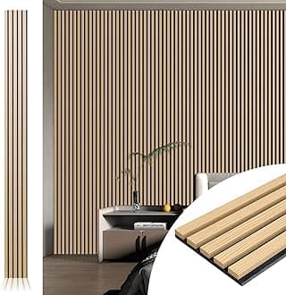 4pcs-107 x 8in Slat Acoustic Panel for Wall and Ceiling, 3D Fluted Sound Absorbing Panel with Wood Finish, Oak