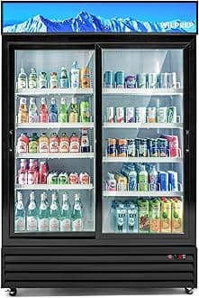 Commercial Display Refrigerator, 41.9 cu ft 2 Sliding Door Merchandiser Refrigerator with LED Lights, 52.4 in Upright Beverage Cooler for Restaurant Retail Stores, ETL & ETL Sanitation Listed