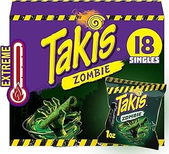 Takis Zombie 18 pc / 1 oz Multipack, Habanero & Cucumber Flavored Extreme Spicy Rolled Tortilla Chips