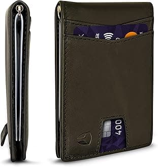Bryker Hyde RFID Blocking Slim Minimalist ID Inside Front Pocket Wallet, Money Clip, 9 Slots, Leather (Charcoal Black w/Pull Out Card Slot)