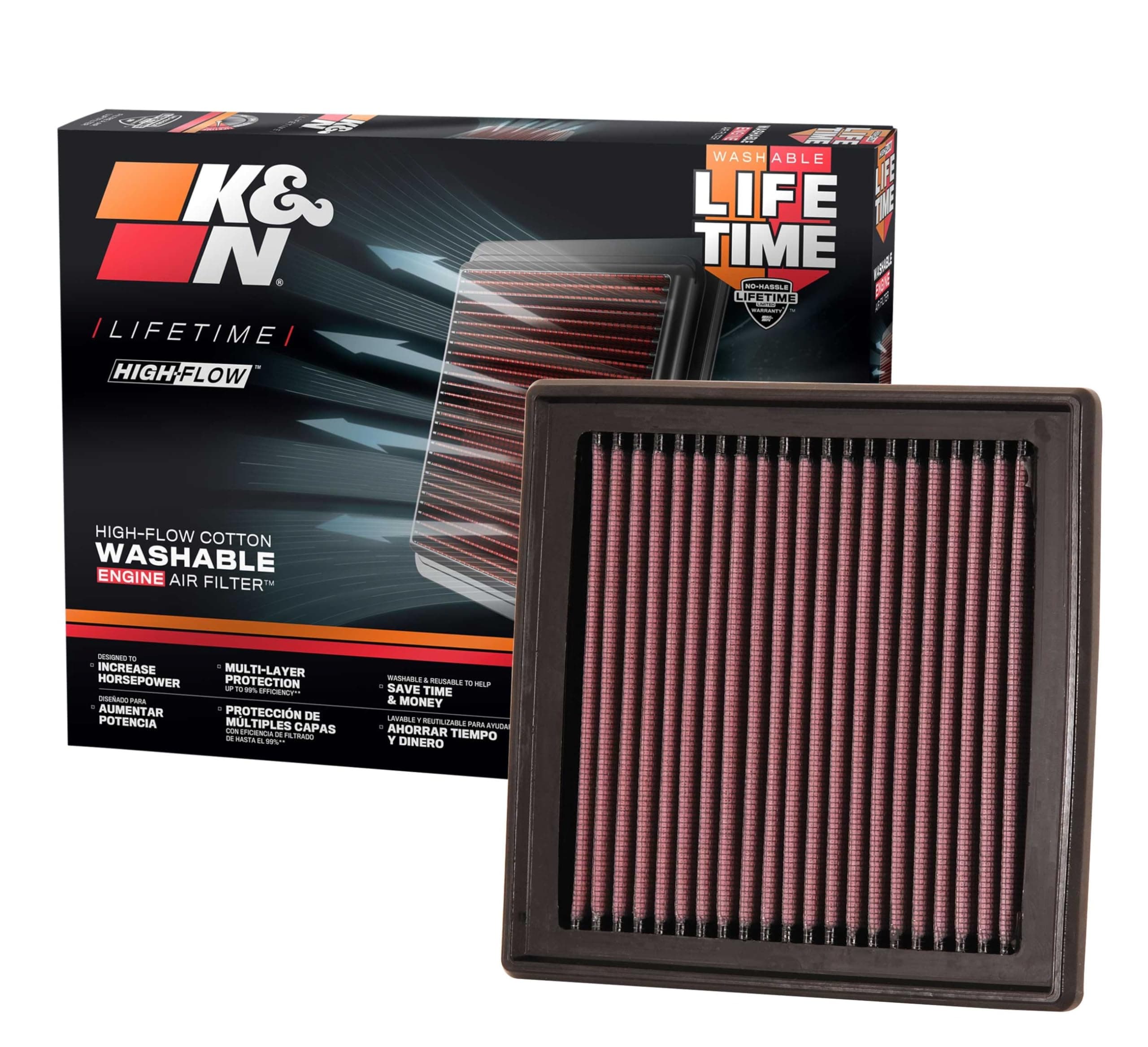 K&N Engine Air Filter: High Performance, Washable, Replacement Filter: Compatible with 2007-2019 Nissan/Infiniti/Suzuki/Fiat V6 (370Z, FairladyZ, Skyline 370 GT, QX50, Q40, Q60, G37, EX37), 33-2399