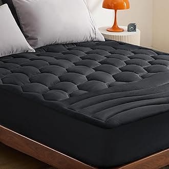 Bedsure Twin XL Mattress Pad - Soft Pillow Top Mattress Topper for College Dorm Essentials, Extra Long Twin Quilted Mattress Protector Cover with Deep Pocket Fits 8"-21" Mattress, Black, 39x80 Inches