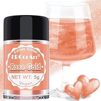 Edible Glitter - Luster Dust Edible for Cocktail Food Grade Drink Glitter for Cake Decorations, Easter Eggs, Baking, Macarons, Strawberries - 5g/Bottle (Rose Gold)