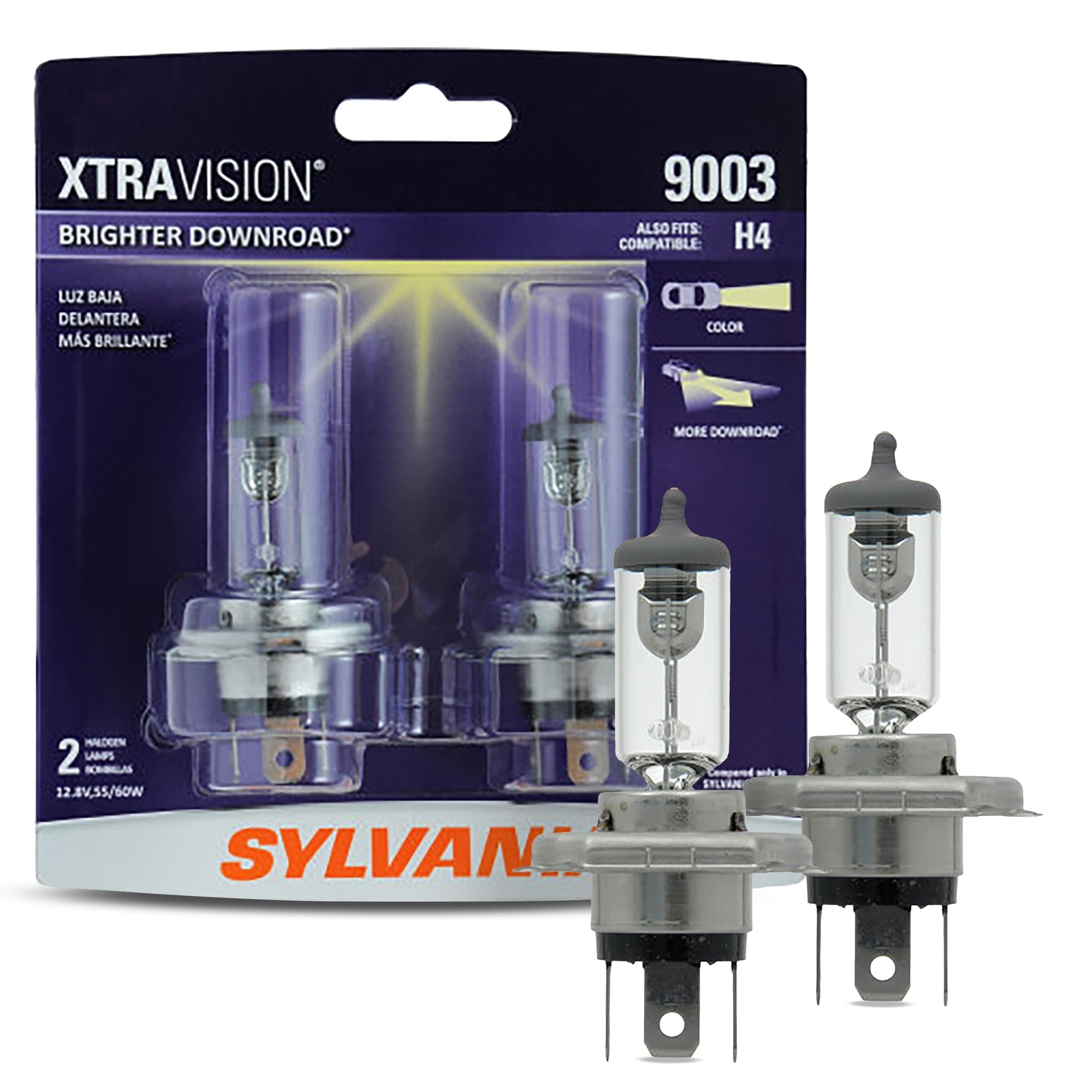 SYLVANIA - 9003 XtraVision - High Performance Halogen Headlight Bulb, High Beam, Low Beam and Fog Replacement Bulb (Contains 2 Bulbs)