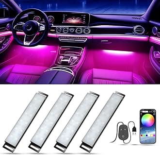 Honalia Car LED Lights Interior, RGB Interior Car Lights with App Control and Music Sync, USB Under Dash LED Lights for Jeeps Trucks SUVs, DC 5V