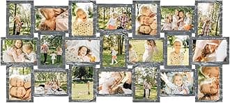HELLO LAURA Large Picture Frames 21 Opening Frame for Wall - 4x6 Photo Frame Multiple Photos Elegant Family Picture Frames Collage Wall Decor - Grey