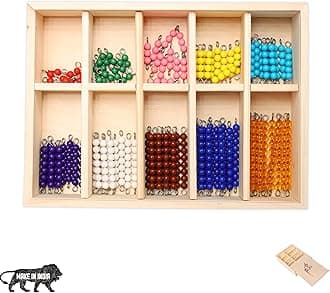 GELTOY Handmade Wooden Montessori Counting Beads Checker Board Math Games Toy Teaching Numbers Educational Decanomial Learning Homeschooling Toys Set (Educational)