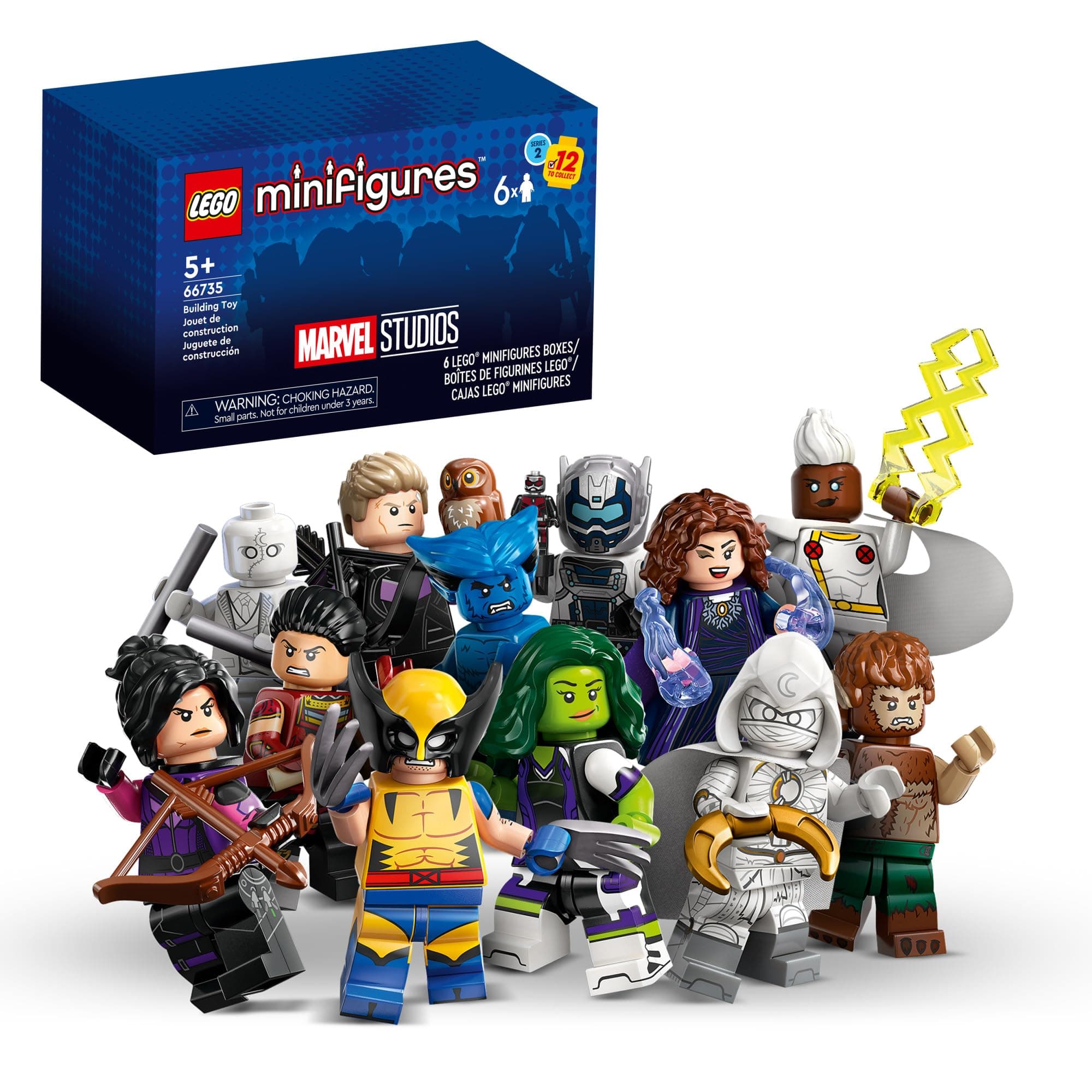 Minifigures Marvel Series 2 6 Pack 66735 Mystery Blind Box, Surprise Collectible Characters for Role Play or to Add to a Minifigure or Marvel Collection, A Gift for Disney and Marvel Fans