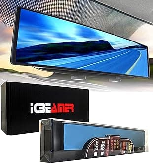 ICBEAMER Broadway 400mm 15.8" Type-A Clip On Universal Interior Rear View Blue Tint Flat Surface Mirror Sold