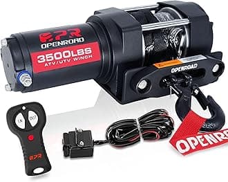 OpenRoad 3500 Winch - 3500 lb. Capacity, 30‘ of 11/5'' Wired Rope, Roller Fairlead, Wired Handle and Wireless Remote Control, Weather-Sealed, for ATV/UTV