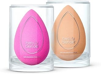 Beautyblender® | Original Pink + Nude Beauty Blender 2-Piece Bundle for Blending Foundations, Powders, and Creams, Super-Soft Foam for Streak-Free Application, Made in the USA, Reusable, Washable