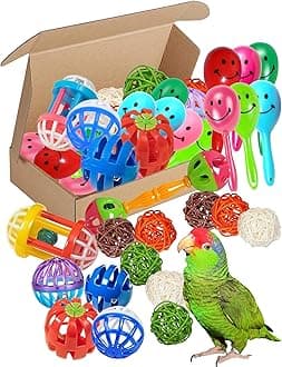 20-Pack Bird Toys for Parakeets, Budgies – Colorful Cage Accessories with Bells & Chewing Fun (1.6'' - 5.5'')