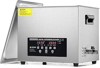 CREWORKS Professional 15L Ultrasonic Cleaner with Timer Digital for Cleaning Jewelry Glasses Watch Small Parts Circuit Board Instrument, Commercial Electric Ultrasound Clean Machine