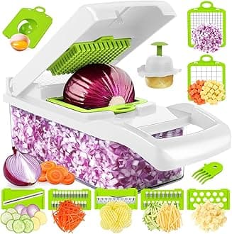 MAIPORVegetable Chopper - Onion chopper - Multifunctional 15 in 1 professional food chopper - Dicer Cutter - Kitchen veggie chopper with container - Egg slicer