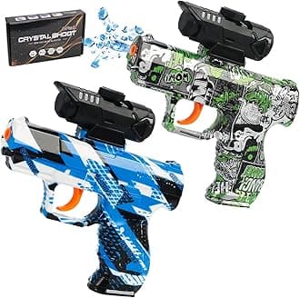 2 Pack Gel Ball Blaster - Splatter Ball Gun Pistol with 10000 Gel Rounds, Manual Continuous Shoot Splat Water Bead Blaster for Backyard and Outdoor Activities 16+ Adult (Color Graffiti)