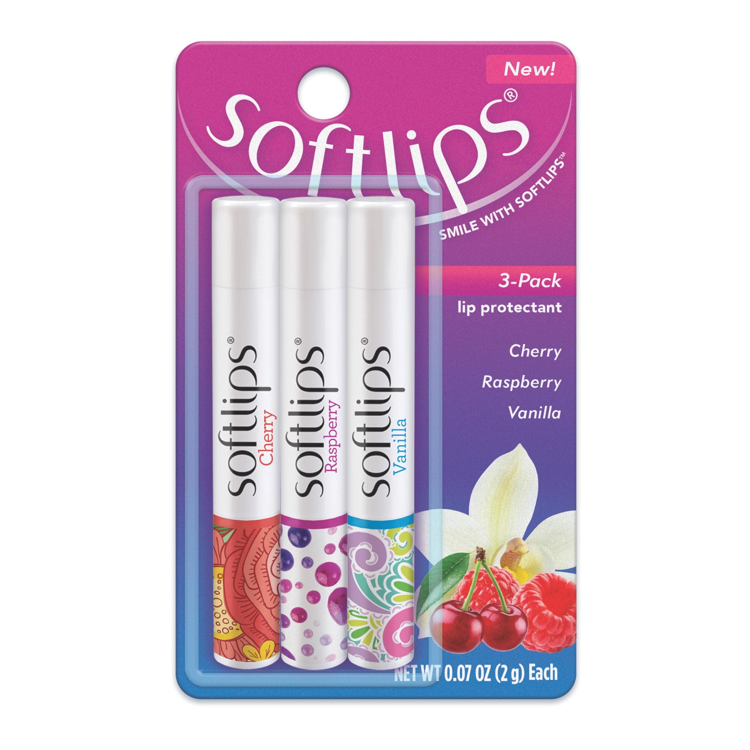 Softlips Daily Lip Moisturizer For Very Dry Lips, Multi-Flavored Lip Balms, Hydrates, Soothes & Prevents Dry, Chapped Lips, Smooth Glide Formula, Dermatologist Tested, Pack of 3 Chap Sticks