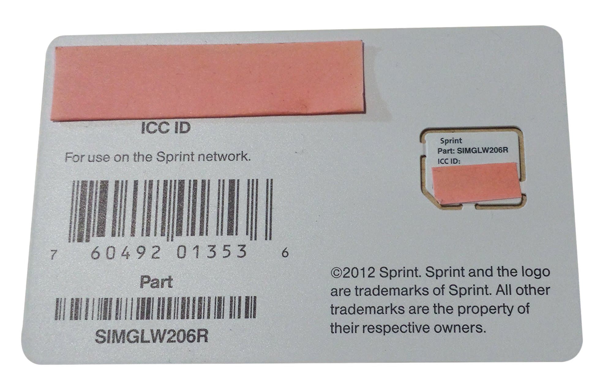 Sprint UICC ICC Micro SIM Card SIMGLW206R