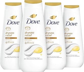 Dove Body Wash Dryness Relief Jojoba Oil 4 Count for Renewed, Healthy-Looking Skin Gentle Skin Cleanser with 24hr Renewing MicroMoisture 20 oz