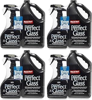 HOPE'S Perfect Glass Cleaner, Streak-Free, Ammonia-Free Window, Mirror, Screen, and Shower Door Cleaner, Indoor and Outdoor Glass Surfaces, 32 Fl Oz Spray Bottle and 67.6 Fl Oz Refill, Pack of 4