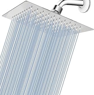 Voolan Rain Shower head, High Pressure Shower Head Made of 304 Stainless Steel, Relaxed Shower Experience Even at Low Water Flow and Pressure (8" Chrome)