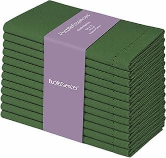 PurpleEssences Set of 12 Hemstitch Cloth Dinner Napkins 100% Cotton - Soft Durable Washable - Ideal for Wedding Spring Easter Summer - Perfect Everyday Use Table Linen 18x18 - Sage Green