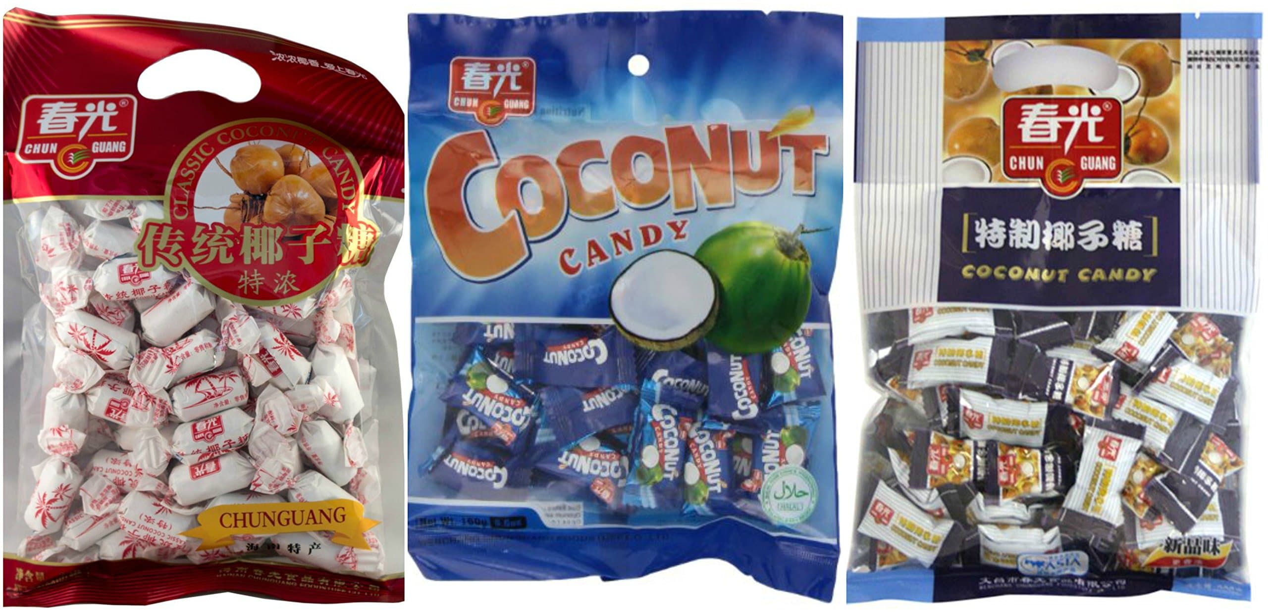 Chun Guang Coconut Hard Candy 3 Pack Regular Premium Classic