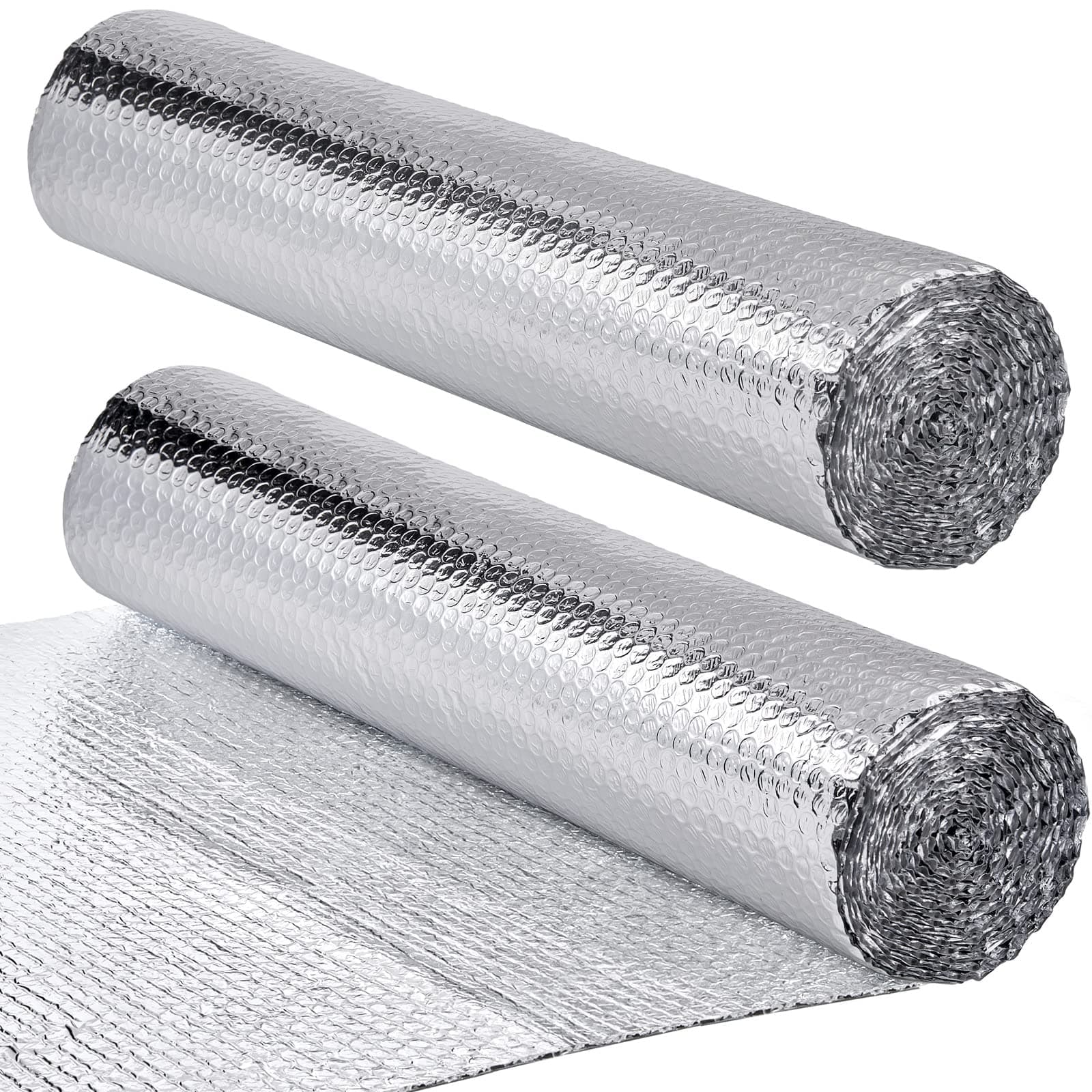 2 Rolls Double Reflective Foil Insulation 24'' x 20 ft Reflective Window Insulation Aluminum Foil Bubble Shield Radiant Barrier for Rv Windows Attics Garages Weatherproofing Keep Heat
