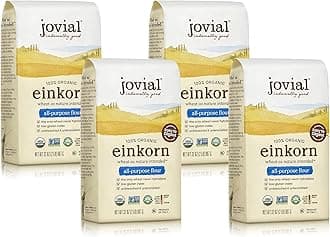 Jovial Organic Einkorn Unbleached All Purpose Flour - Bread Baking Flour for Sourdough, High Protein, Non-GMO, Organic Pizza & Pasta, European Italian, Glyphosate Free - 32 Oz, 4 Pack