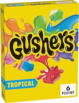 Gushers Fruit Flavored Snacks, Tropical Fruit Flavor, 6 Pouches, 4.8 oz