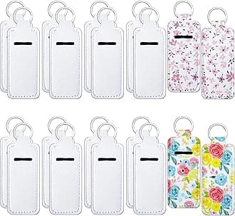 Hicarer Sublimation Lipstick Holder Keychain Bulk Blank Lipstick Neoprene Clip-on Sleeve Travel Key Ring Holder