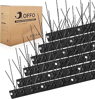 OFFO Black Bird Spikes Pre-Assembled for Pigeons Birds, Cover 48.7 Feet Durable Bird Spikes with Stainless Steel for Fence Roof Mailbox Window