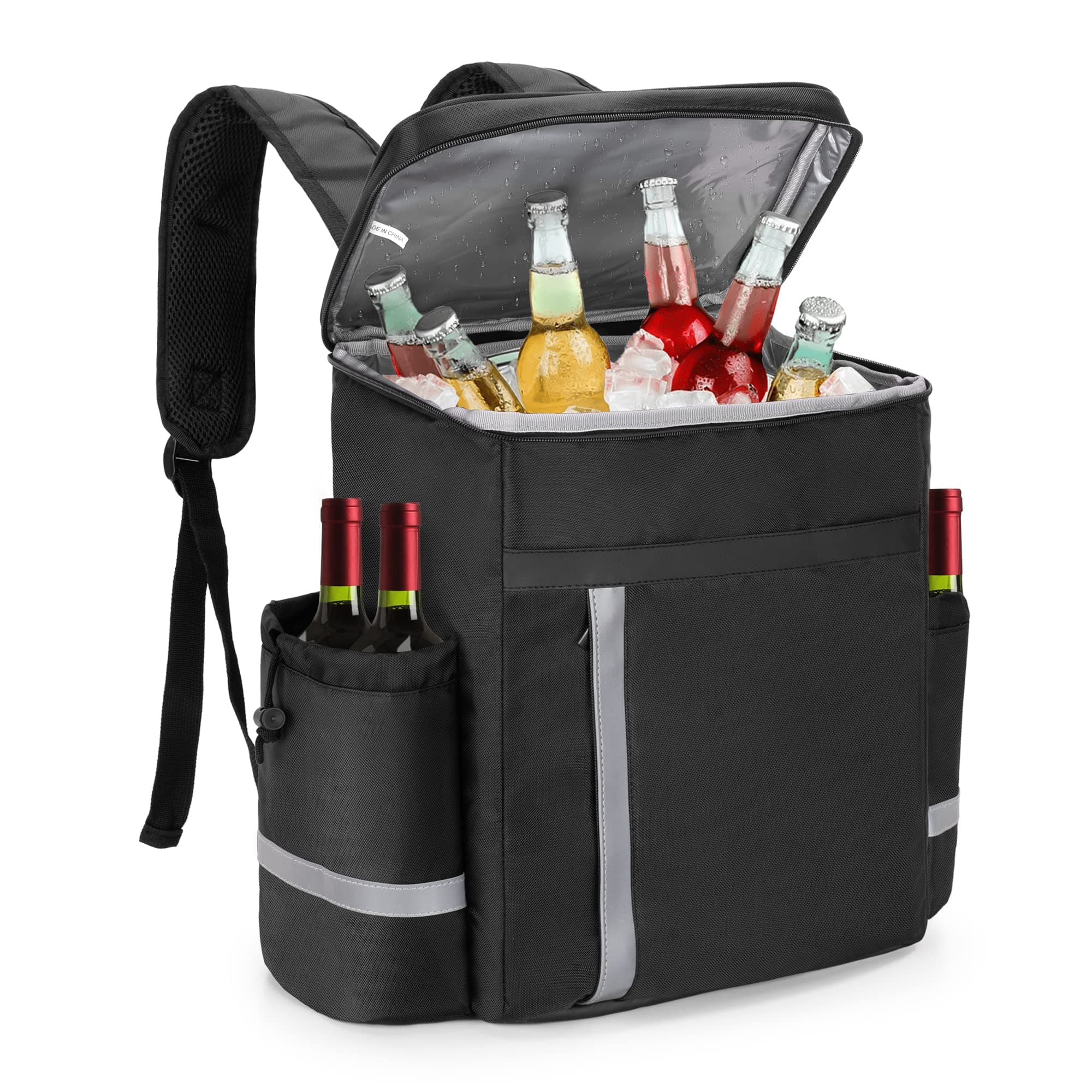 Trunab Insulated Cooler Backpack 30 Cans with Side Cup Holders, Leak-Proof Cool Rucksack Large Capacity, Lightweight Soft Cooler Bag for Picnics, Beach, Camping, Hiking, Patented Design