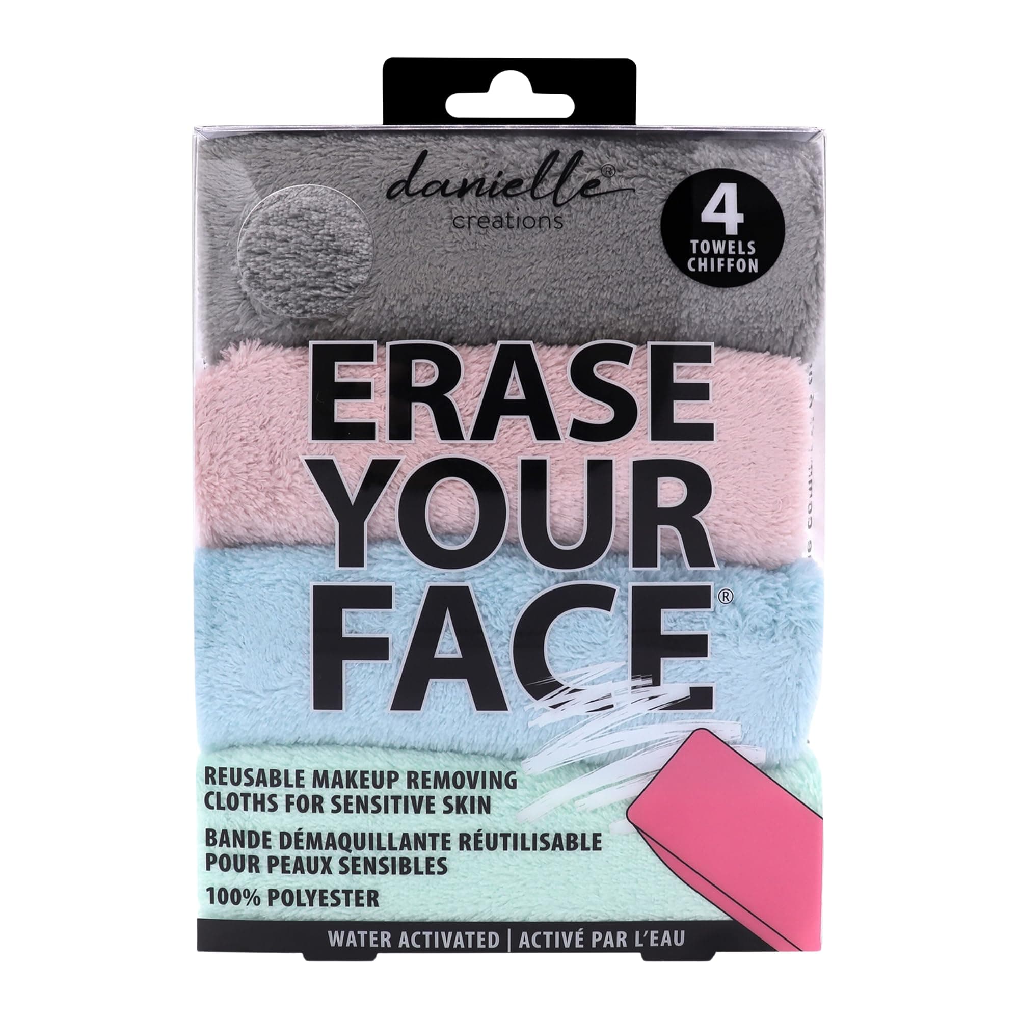 Danielle Creations Eco Friendly Reusable Make Up Remover Cloths- - Multipack Box of 4 Pastel