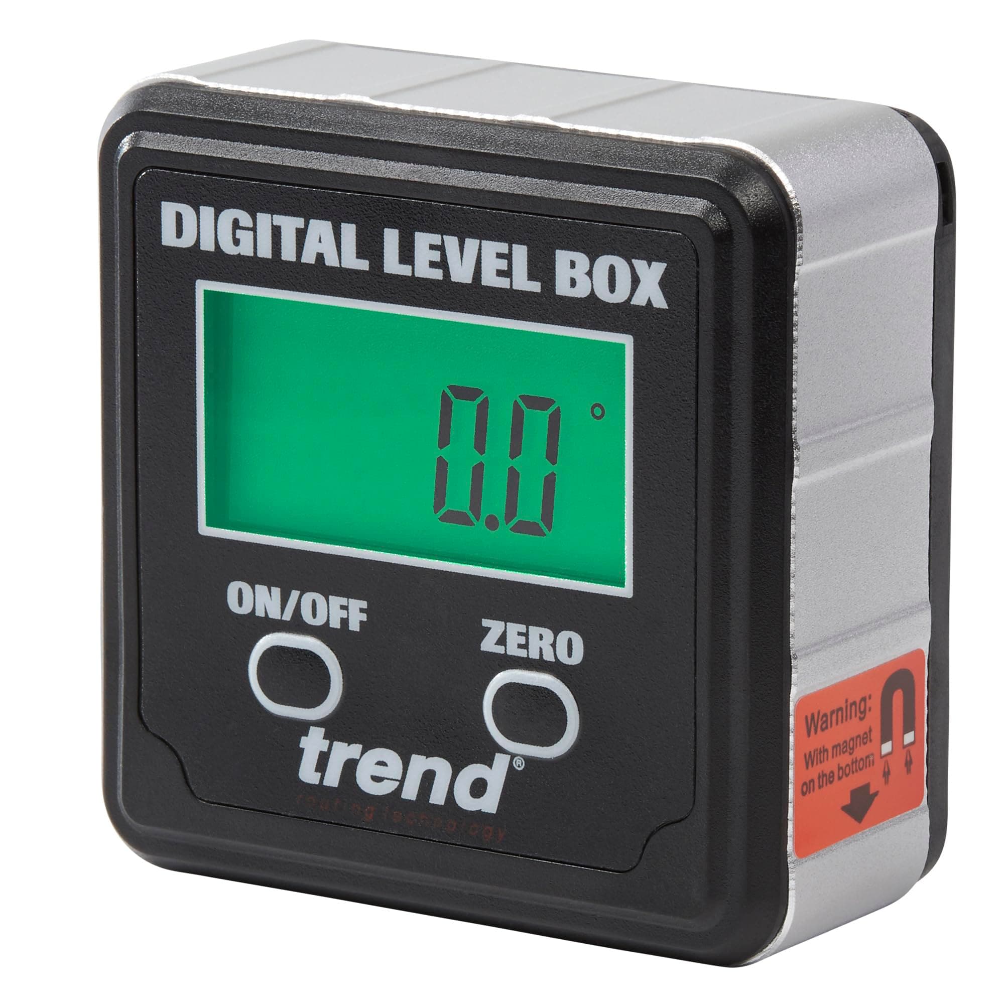 Trend Digital Level Box and Angle Finder, Magnetic Base and Backlit LCD Display for Table Saw, Miter Saw and Blade Angle Setup, Black, DLB