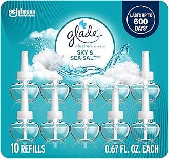 Glade PlugIns Refills Air Freshener, Scented and Essential Oils for Home and Bathroom, Sky & Sea Salt, 6.7 Fl Oz, 10 Count