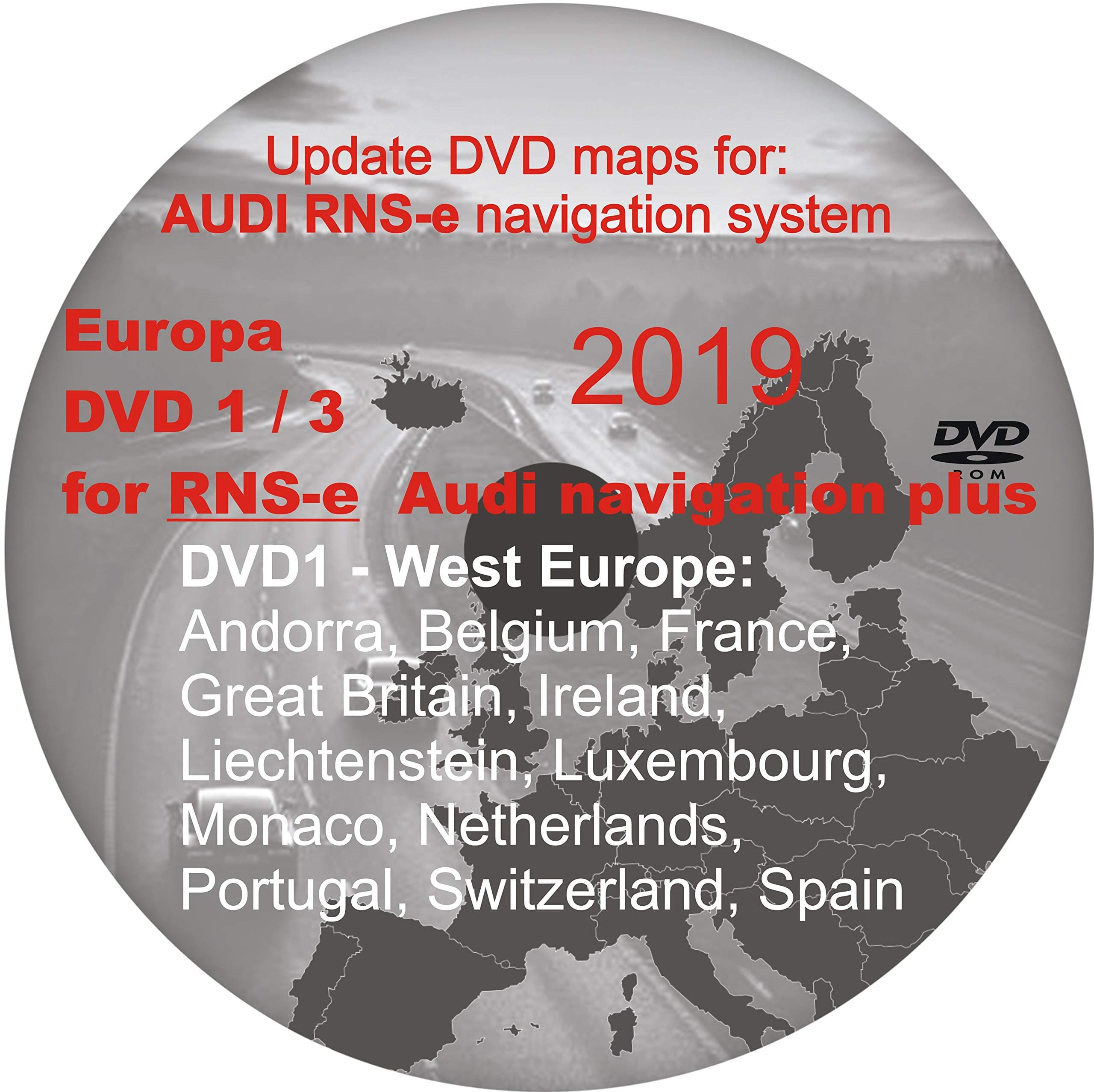 RNS-E 2018-2019 Navigation Plus Sat Nav Map DVD disc1 /Western Europe/ - compatible with AUDI, SEAT EXEO