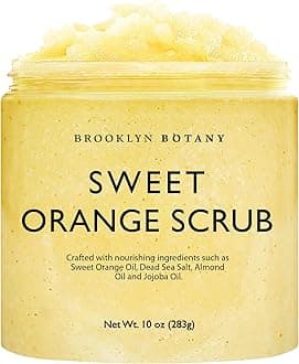 Brooklyn Botany Sweet Orange Body Scrub - Moisturizing and Exfoliating Body, Face, Hand, Foot Scrub - Fights Stretch Marks, Fine Lines, Wrinkles - Great Gifts for Women & Men - 10 oz